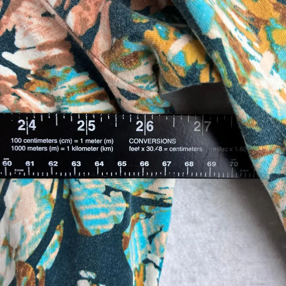 Ruby Rd. 3/4 Sleeve Tunic Top Womens 3X Magnolia Print Peach Teal Mature Comfort